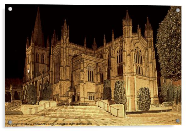 Wakefield Cathedral At Night Acrylic by Alison Chambers