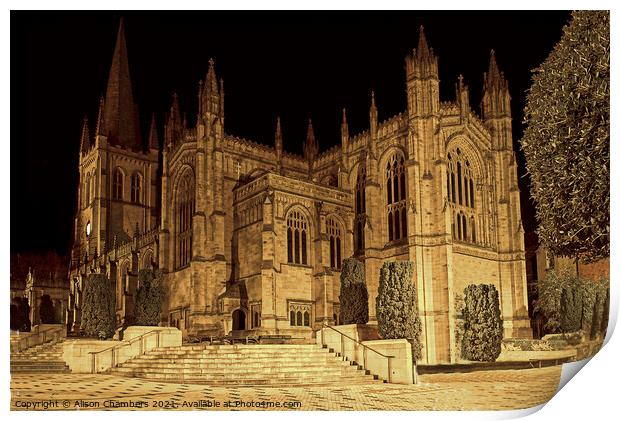 Wakefield Cathedral At Night Print by Alison Chambers