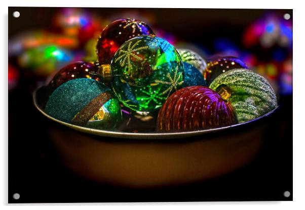 Bowl Of Baubles Acrylic by Alison Chambers