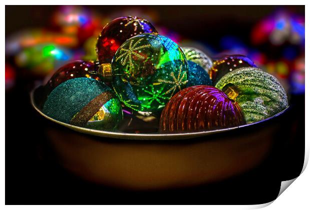 Bowl Of Baubles Print by Alison Chambers