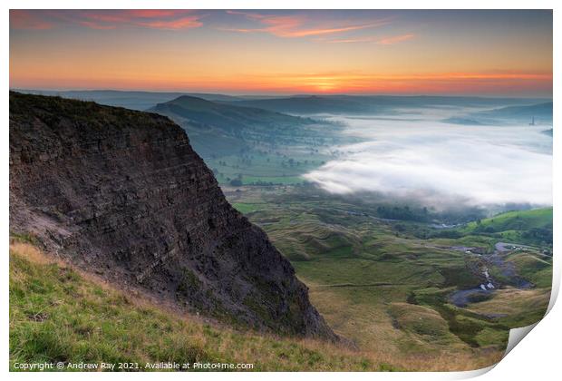 Mam Tor at sunrise Print by Andrew Ray