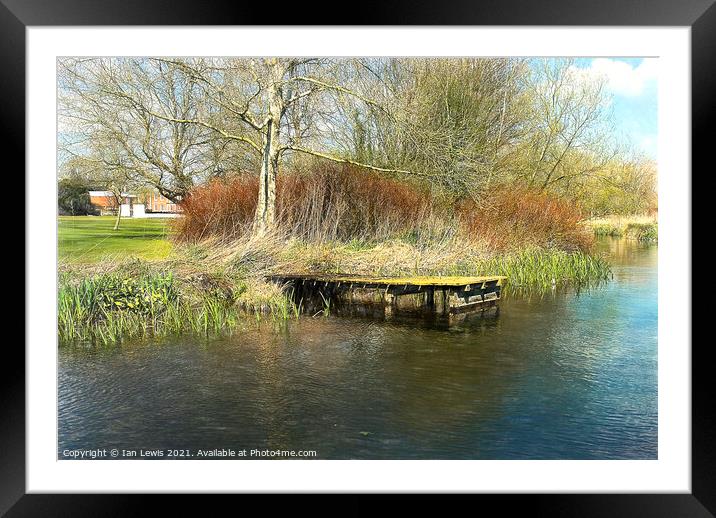 A Jetty On The Itchen Framed Mounted Print by Ian Lewis