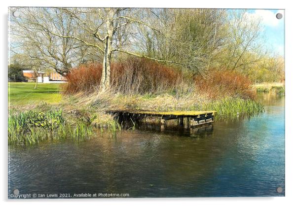 A Jetty On The Itchen Acrylic by Ian Lewis