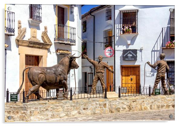 Bullfighting statue, Grazalema, Acrylic by Kevin Hellon