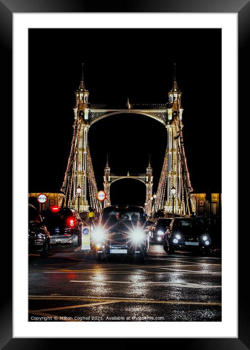Iconic Albert bridge at night Framed Mounted Print by Milton Cogheil