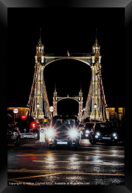 Iconic Albert bridge at night Framed Print by Milton Cogheil