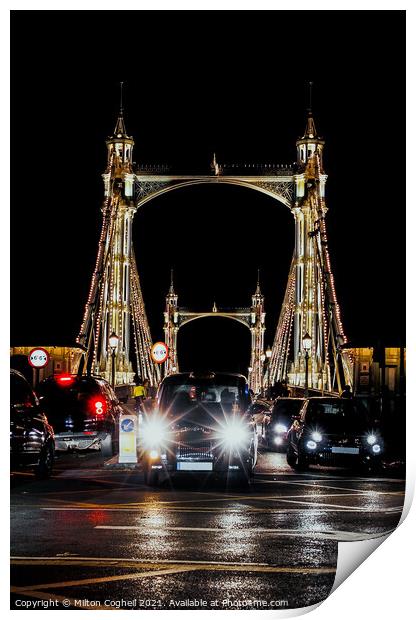 Iconic Albert bridge at night Print by Milton Cogheil