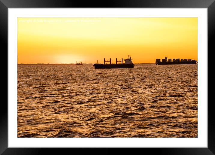 Ember Glow Over Rio de la Plata Framed Mounted Print by Holly Burgess