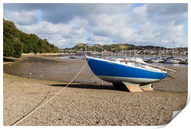 Boat beached at low tide Print by Jason Wells