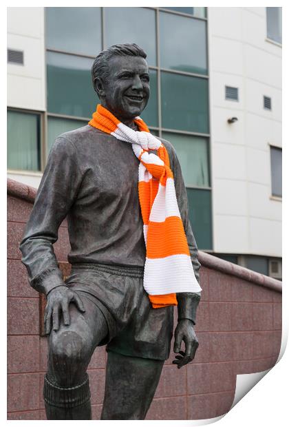 Jimmy Armfield statue wrapped in an orange and white scarf Print by Jason Wells