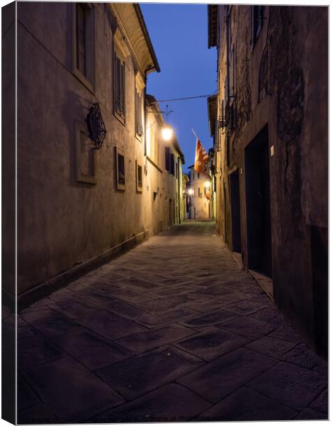 Montalcino Dark Alley at Night Canvas Print by Dietmar Rauscher