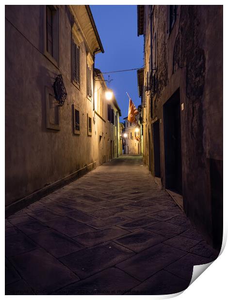 Montalcino Dark Alley at Night Print by Dietmar Rauscher