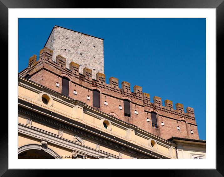 Loggia and Palazzo Ballati on Piazza Indipendenza, Siena Framed Mounted Print by Dietmar Rauscher