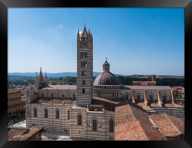 Siena Duomo Cathedral aerial view  Framed Print by Dietmar Rauscher