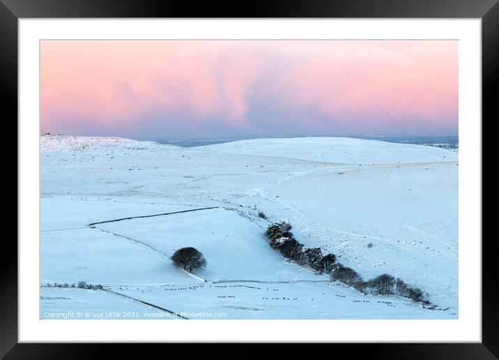 Dramatic pink sunrise on Dartmoor Framed Mounted Print by Bruce Little