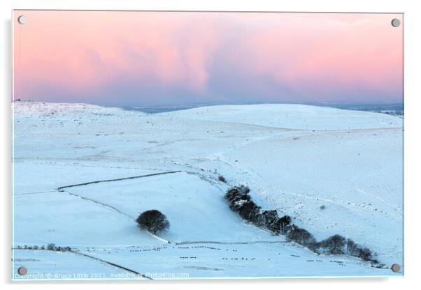 Dramatic pink sunrise on Dartmoor Acrylic by Bruce Little