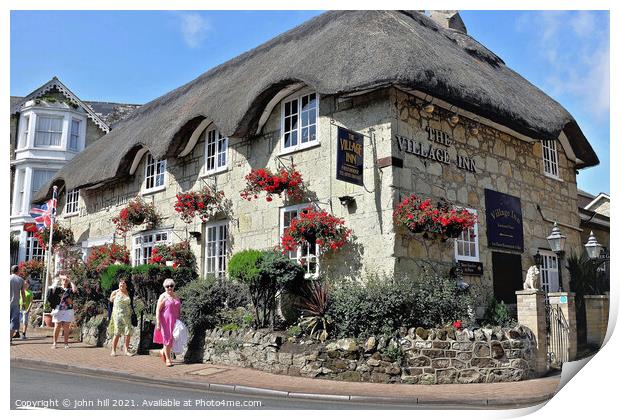 The thatched village Inn, Shanklin, Isle of Wight, UK. Print by john hill