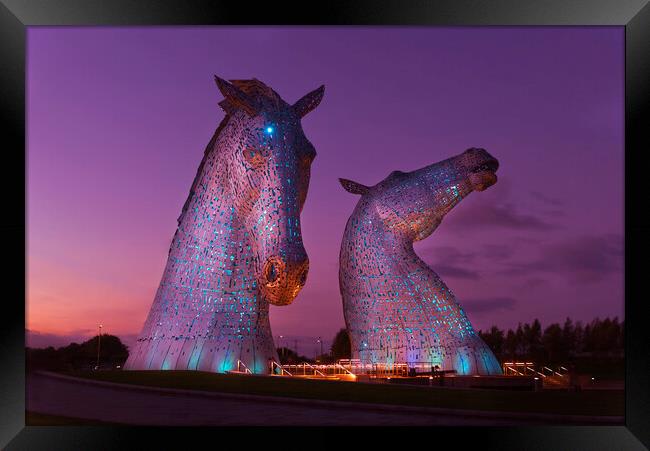 Sunsets on the Kelpies Framed Print by Tony Bishop