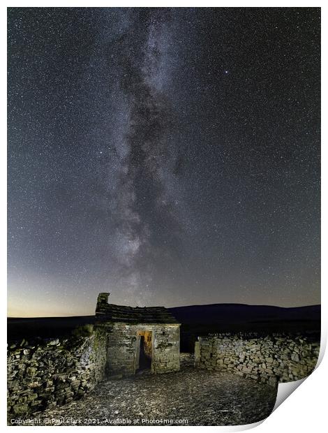 Milky Way above a Shepherd's Hut Print by Paul Clark