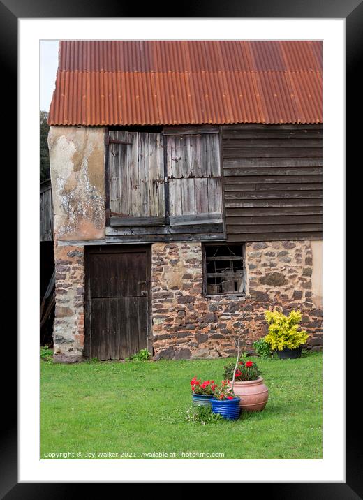 An old shed with flower pots Framed Mounted Print by Joy Walker