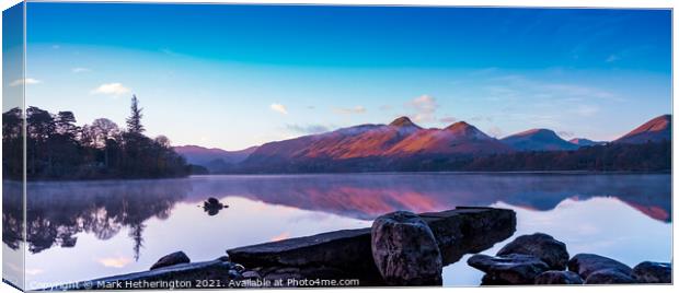 Catbells from Isthmus Bay Derwentwater The Lake Di Canvas Print by Mark Hetherington