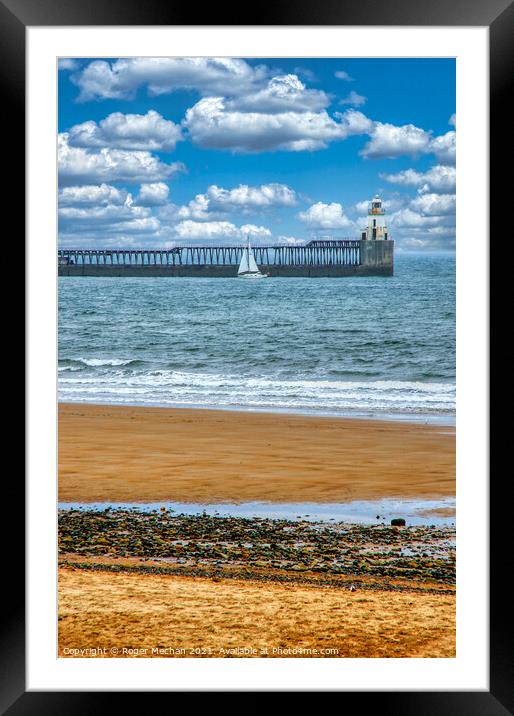 Lone Yacht at Blyth Pier Framed Mounted Print by Roger Mechan