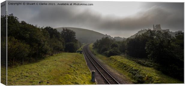 Corfe Castle Canvas Print by Stuart C Clarke