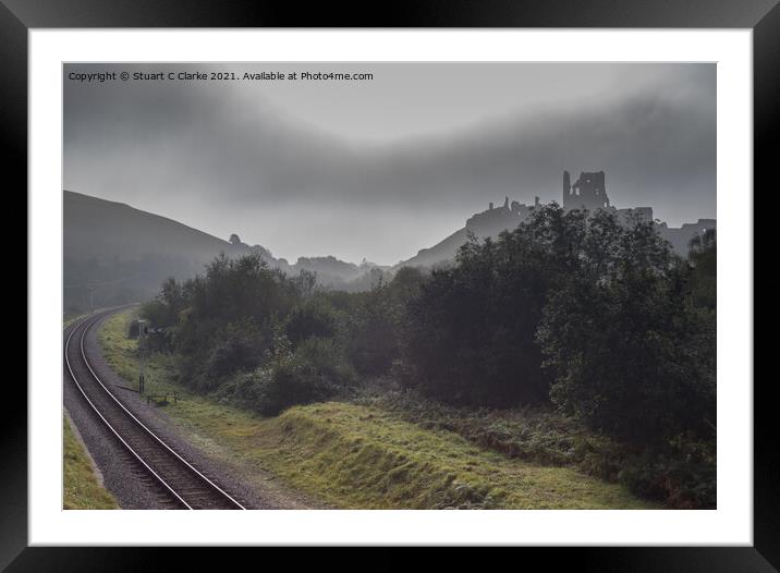 Corfe Castle Framed Mounted Print by Stuart C Clarke