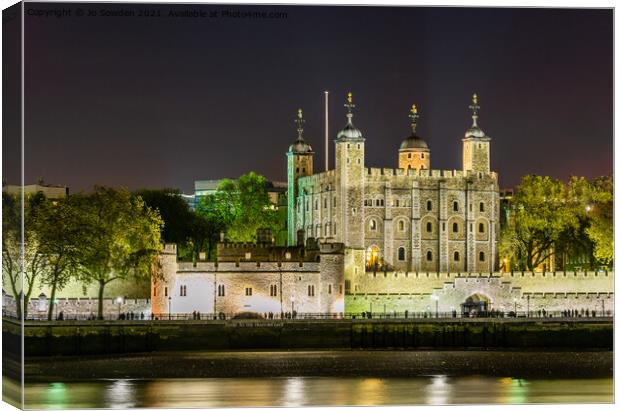 Tower of London at Night Canvas Print by Jo Sowden