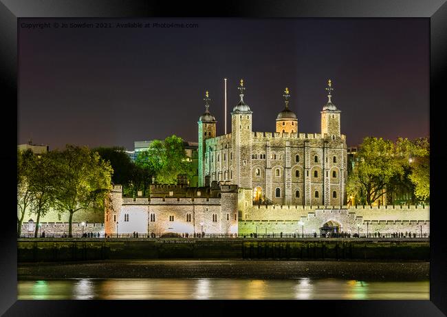 Tower of London at Night Framed Print by Jo Sowden