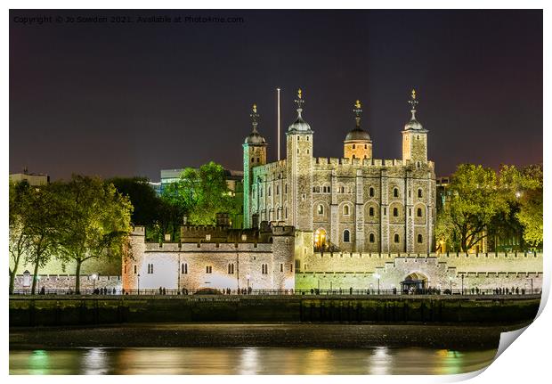 Tower of London at Night Print by Jo Sowden