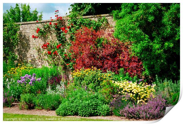 Walled garden in summer Print by Chris Rose