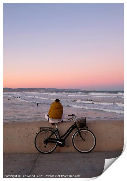 Sitting at the cost of Valencia, Spain Print by Lensw0rld 