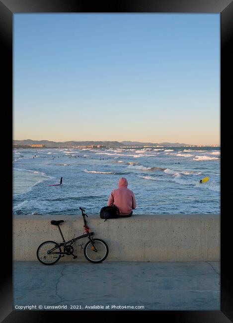 Sitting at the cost of Valencia, Spain Framed Print by Lensw0rld 