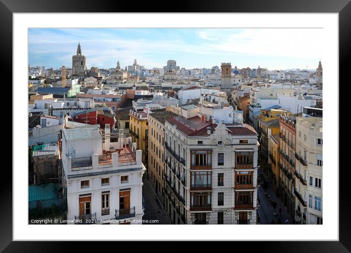 View over the city of Valencia, Spain Framed Mounted Print by Lensw0rld 