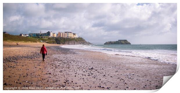 Tenby South Beach Print by Chris Rose