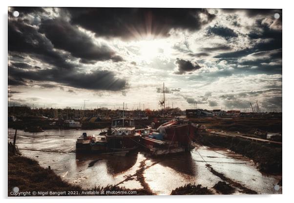 Tollesbury Boats Acrylic by Nigel Bangert
