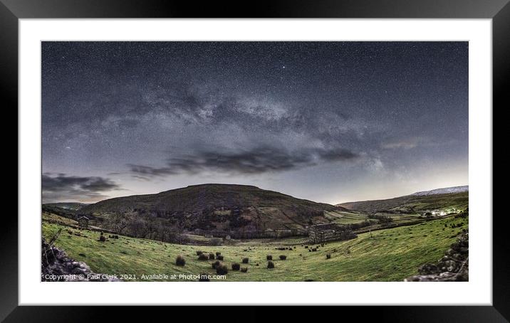 Milky Way arches over Kisdon between Keld and Thwaite Framed Mounted Print by Paul Clark