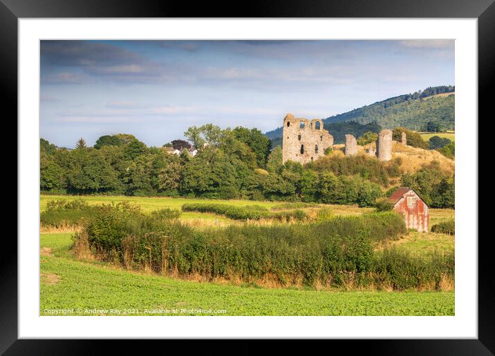 Clun Castle view  Framed Mounted Print by Andrew Ray