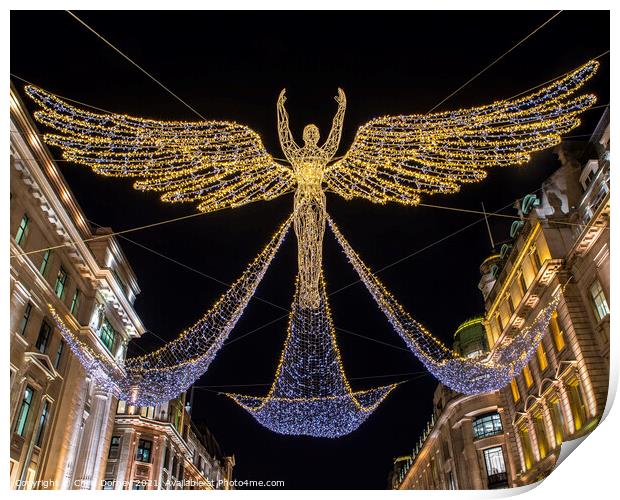 Regent Street Christmas Lights in London, UK Print by Chris Dorney