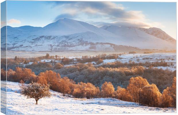 Glen Spean in Winter, Scotland Canvas Print by Justin Foulkes