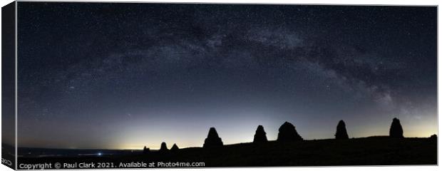 Milky Way arches over Nine Standards Rigg Canvas Print by Paul Clark
