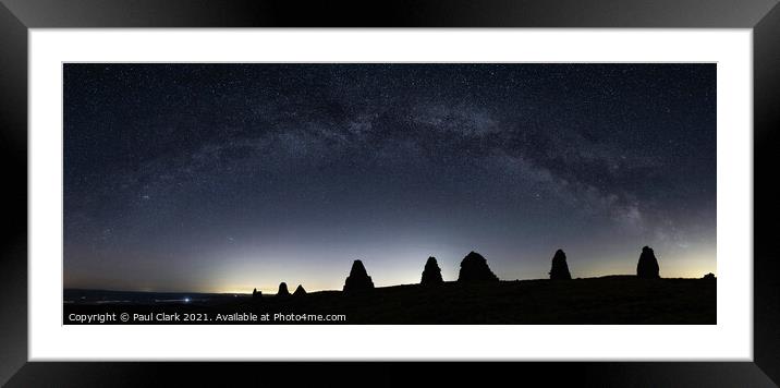 Milky Way arches over Nine Standards Rigg Framed Mounted Print by Paul Clark