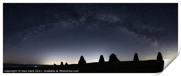 Milky Way arches over Nine Standards Rigg Print by Paul Clark