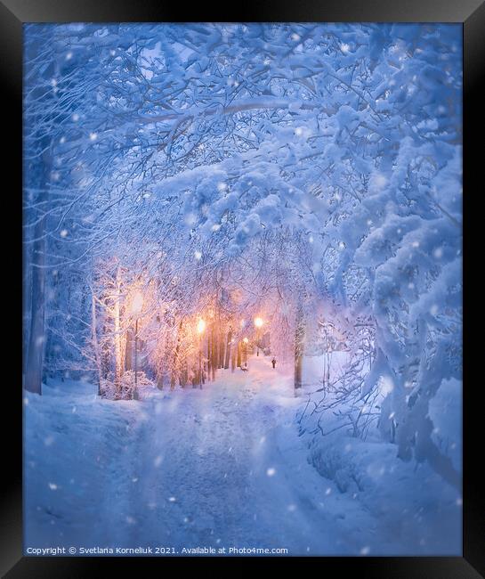 Snowy evening Framed Print by Svetlana Korneliuk