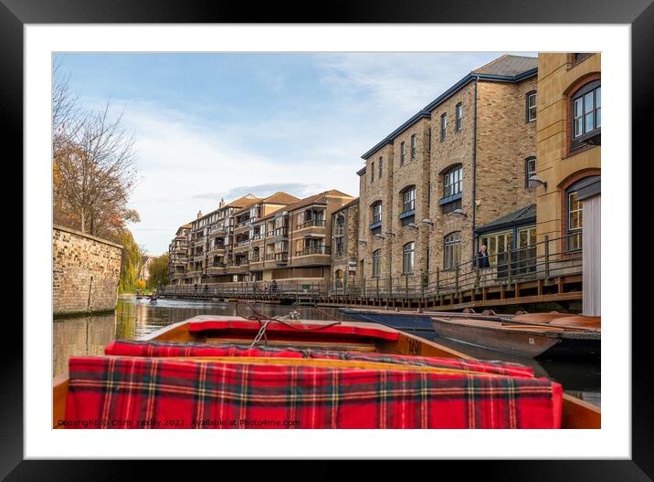 Punting down the River Cam, Cambridge Framed Mounted Print by Chris Yaxley