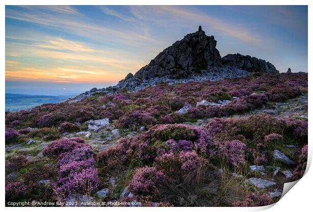 Towards the setting sun (Stiperstones)  Print by Andrew Ray