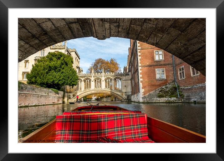 A trip along the River Cam on a punt Framed Mounted Print by Chris Yaxley