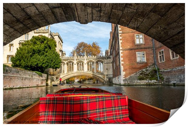 A trip along the River Cam on a punt Print by Chris Yaxley