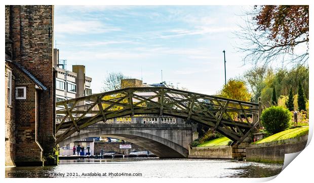 Mathematical Bridge over the River Cam, Cambridge Print by Chris Yaxley